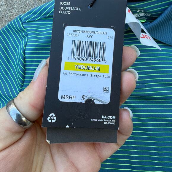 Under Armour Youth Performance Polo - Blue, Green, Yellow - Picture 2 of 6